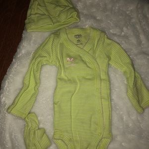 Carters Onesie with matching booties & hat